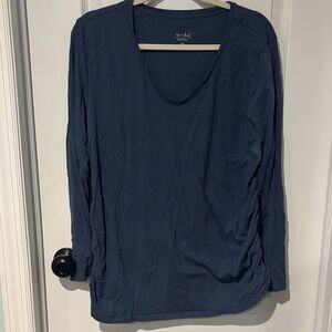 Maternity -  Navy Long Sleeve Top